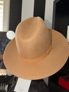 Women's Wide Brim Felt Fedora Hat - Camel